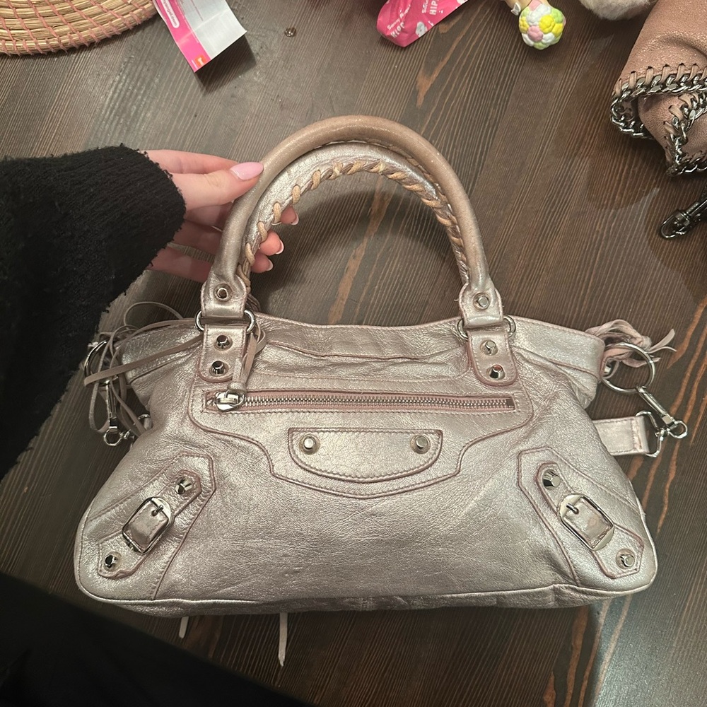 Balenciaga rare pink metallic city bag